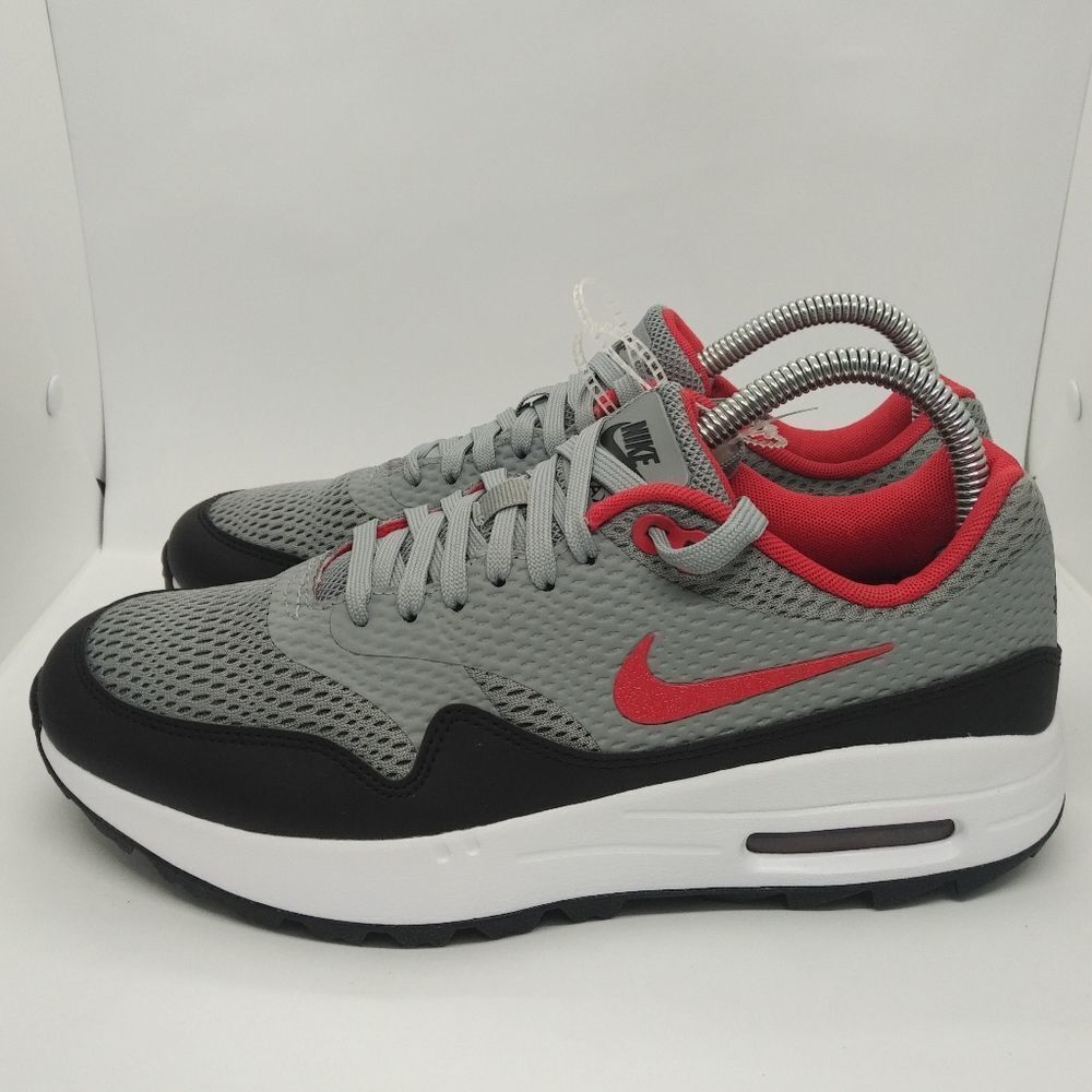 Nike Air Max 1 Golf Spikeless Golf Shoes Sneakers Men's Size 7.5 Grey, Red, Blue